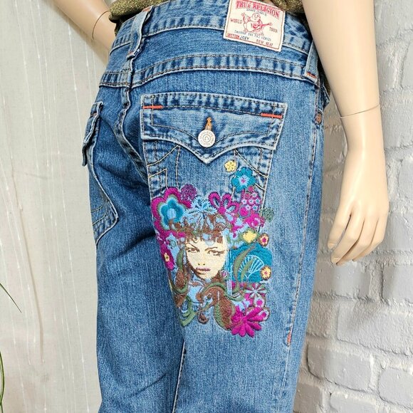 True Religion Denim - True Religion Joey Flare Jeans 30 Embroidered "Madame Mystery" Limited Edition